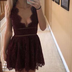 WORN ONCE! Tobi dresses maroon lace dress!